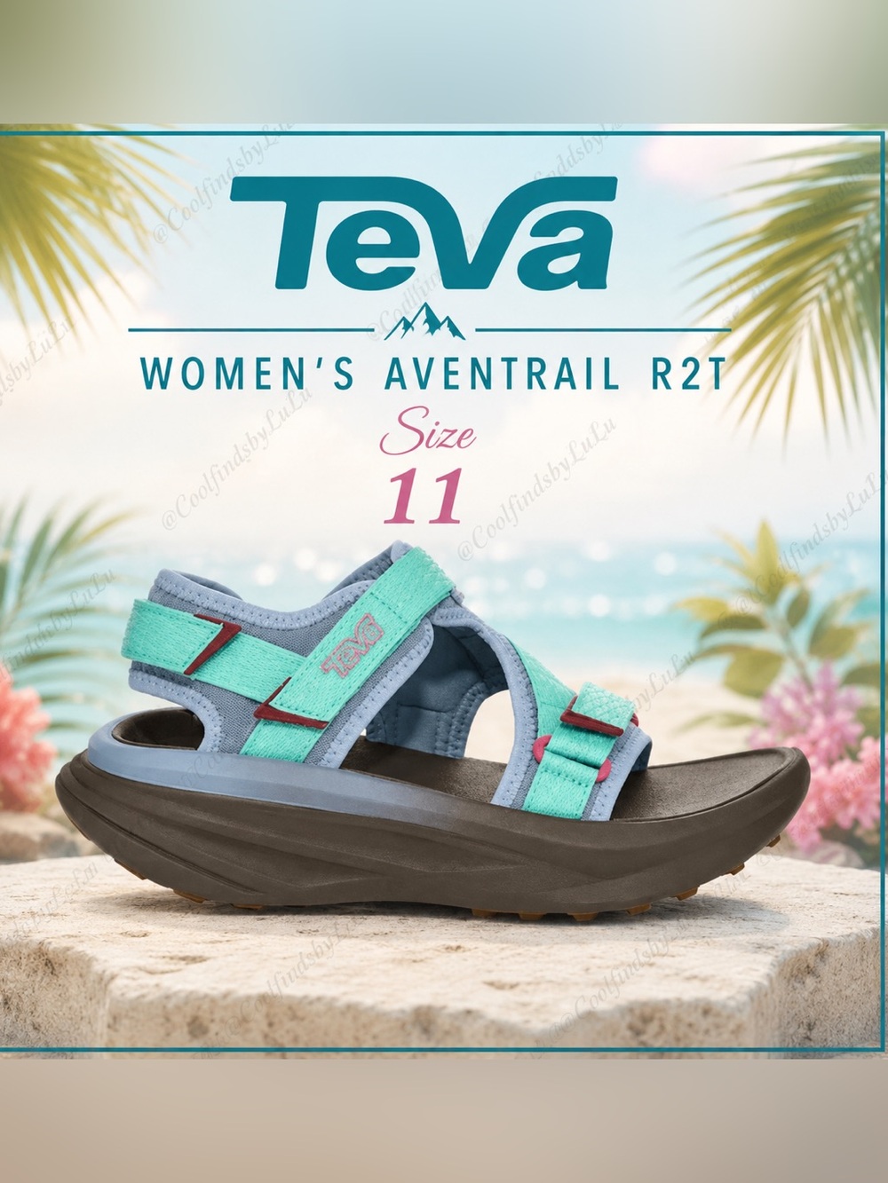 Teva Women's AventuraTrail R2T Sandal - Aqua and Gray size 11